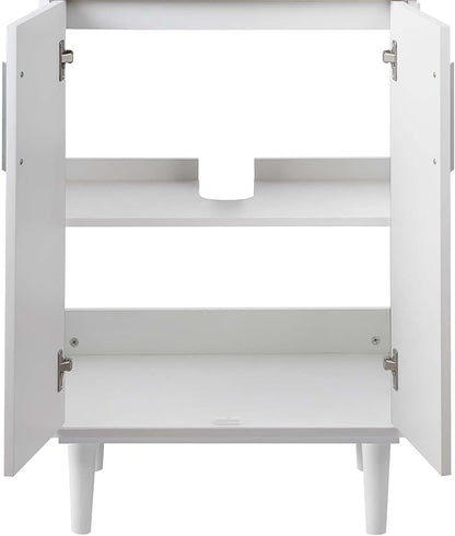 Modway Augusta 24" Bathroom Vanity Cabinet and Ceramic Vessel Sink Basin Combo in White White