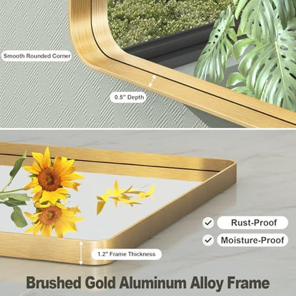 30x36 Gold Framed Bathroom Mirror for Wall