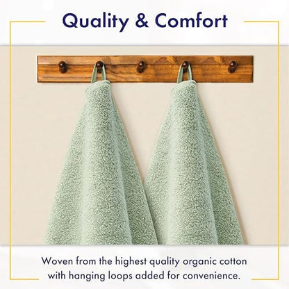 Alusa Home 100% Organic Luxury Bath Sheets - GOTS Certified - Extra Large 35x70 Inches (Pack of 2) Zero-Twist, Long-Staple Cotton Bath Sheet Set (Eucalyptus Green)