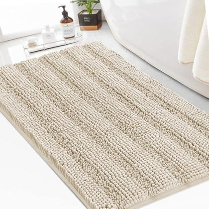 Turquoize Bathroom Rug 24"x36", Soft Absorbent Chenille Bath Rug, Fog