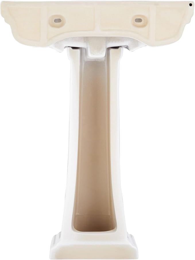 Signature Hardware Key West 24" Porcelain Pedestal Sink | Includes - Porcelain Base and 3 Faucet Holes at 8" Centers - White