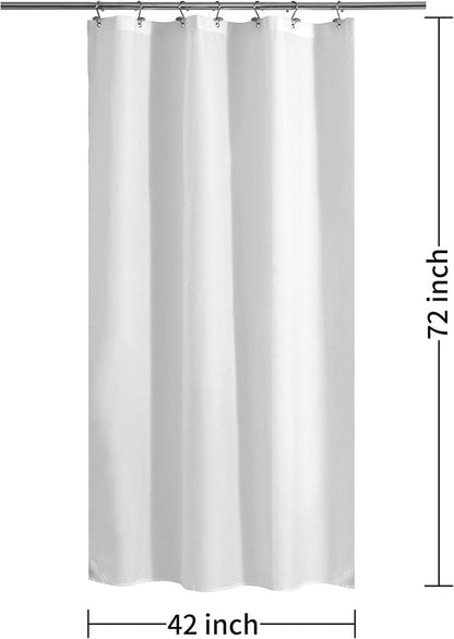 ALYVIA SPRING 42x72 Stall Waterproof Fabric Shower Curtain or Liner White | 2 Magnets, Soft Cloth & Hotel Quality, Machine Washable, Light-Weight, Stall Size