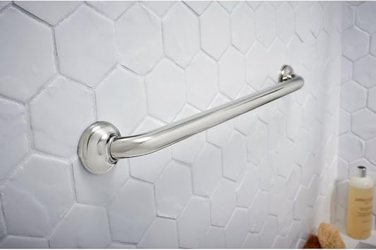 Delta Traditional (1-Pack) 24' Shower Grab Bar Seniors ADA Compliant Bright Stainless Steel Bathroom Safety Handle for Shower, Tub | Wall Mounted 450 lb Capacity Balance Assist, Grip DF59824-BS