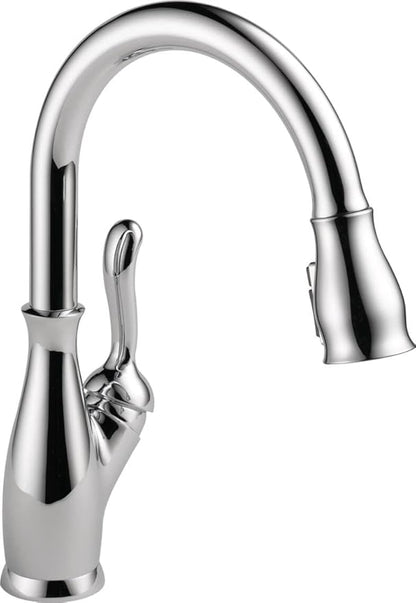 Delta Leland Chrome Kitchen Faucet with Pull Down Sprayer, Traditional Single Hole Kitchen Sink Faucet, Single Handle, Chrome 9178-DST