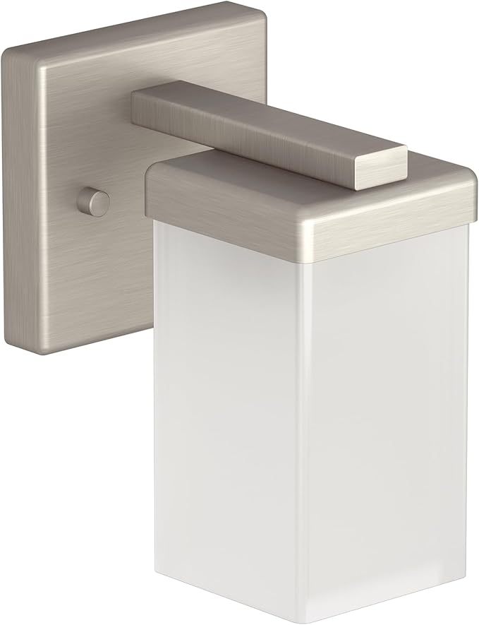 Moen YB8861BN 90 Degree 1-Light Dual-Mount Bath Bathroom Vanity Fixture with Frosted Glass, Brushed Nickel