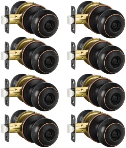 Haidms 8 Pack Oil Rubbed Bronze Door Knobs Interior, Bronze Privacy Interior Door Knobs for Bedroom or Bathroom Classic Round Doorknobs Hardware