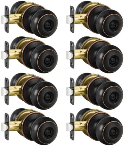 Haidms 8 Pack Oil Rubbed Bronze Door Knobs Interior, Bronze Privacy Interior Door Knobs for Bedroom or Bathroom Classic Round Doorknobs Hardware