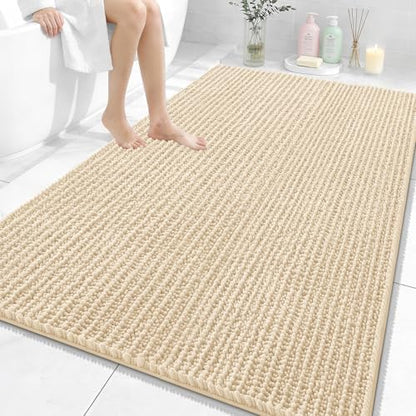 OLANLY Large Bathroom Rugs 59x35, Thick Soft Absorbent Chenille Bath Rugs