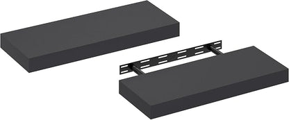 Furinno Tanna Floating Shelves for Wall Set of 2, 9 x 24 Wall Shelf, Wall Mounted Floating Shelf with Invisible Bracket, 2-Inch Thick, for Bathroom, Living Room, Bedroom, Home Office, Americano