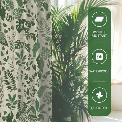 Vintage Boho Tropical Green Botanical Shower Curtain 72x72 Inches