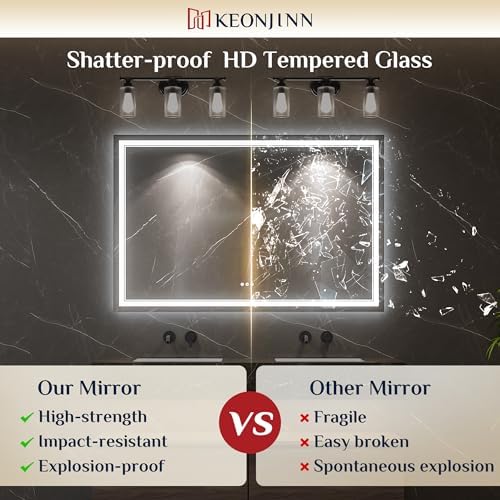Keonjinn 96 x 36 Inch LED Bathroom Mirror with Lights, Bluetooth Speaker