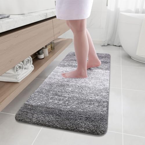 Arotive Microfiber Bathroom Rugs, Shaggy Soft Absorbent Bath Rug, 47x20