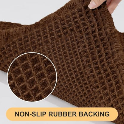 IM HOME Waffle Bath Mat Set 3 Piece, Boho Woven Modern Bath Rug Absorbent Non Slip, Soft Bathroom Mats, Machine Washable Knit Bath Rugs with Tassels for Bathroom, Bedroom, Kitchen, Shower, Tub, Brown