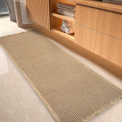 tchdio Waffle Bath Mat-Runner Rug, Super Absorbent Non Slip Bath Mats for Bathroom Machine Washable Long Rugs with Tassels, Bath Rugs for Bathroom Floor Beside Tub, 2' x 6'