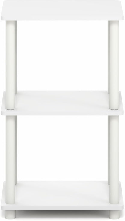 Furinno Turn-N-Tube Storage Shelves, 3-Tier Open Frame Book Shelf, Standing Corner Shelf, Toolless Assembly, Open Shelves, for Organization and Storage, Living Room, Garage, Home Office, White