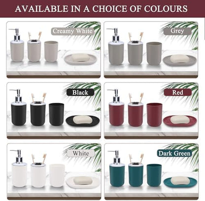 LGURT Red Bath Accessories Set — 4-Pc Dispenser, Toothbrush Holder & Cup