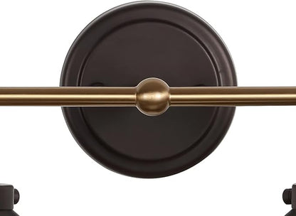 JONATHAN Y 17.5" Oil Rubbed Bronze/Brass Gold 2-Light Industrial Farmhouse Metal Vanity Light Wall Sconce, Metal Shade for Bathroom Mirror, Kitchen, Entryway, LED Bulb Included (JYL7427C)
