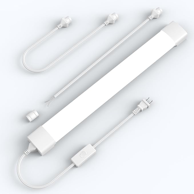 Under Cabinet Lighting 1.4FT LED Light Bar 5000K | 16W 1800LM Linkable Plug in Ceiling Light for Room Office Garage Shop Bathroom Workbench, IP66 Waterproof