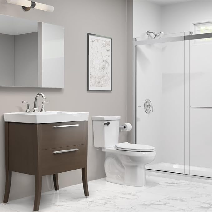 American Standard 606AA001.020 H2Optimum Two-Piece Toilet with Toilet Seat and Wax Ring, Elongated Front, Chair Height, White, 1.1 gpf (Pack of 3)
