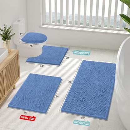 Smiry Bathroom Rugs 24X16, Luxury Chenille Extra Soft Absorbent Bath Mat