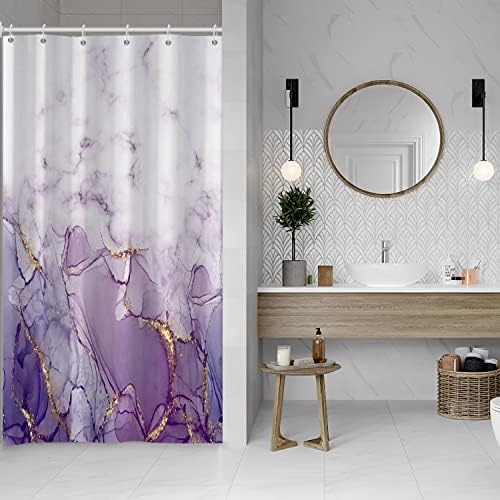 Purple Marble Stall Waterproof Shower Curtain 36x72 inches