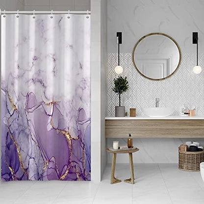 Purple Marble Stall Waterproof Shower Curtain 36x72 inches