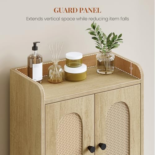 HEXCELEN Small Storage Cabinet, Bathroom Storage Cabinet with 4 Doors, Floor Bathroom Organizer Freestanding for Small Spaces, Living Room, Kitchen, Entryway (Mediterranean, Yellow)