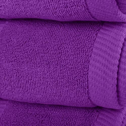 BY LORA 8-Pc Cotton Towel Set, Quick Dry Hotel Bath Hand Washcloths, Eggplant