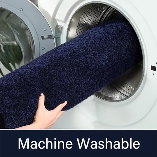 LOCHAS Bathroom Rugs 24x17 Inch, Microfiber Bath Rug Non Slip, Navy