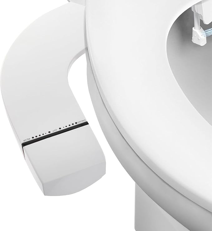 Ultra-Slim Bidet Attachment for Toilet, Dual Nozzle (Frontal & Rear Wash) with Self-cleaning, Non-Electric Bidet Toilet Seat Attachment with Adjustable Water Pressure, White