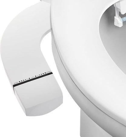 Ultra-Slim Bidet Attachment for Toilet, Dual Nozzle (Frontal & Rear Wash) with Self-cleaning, Non-Electric Bidet Toilet Seat Attachment with Adjustable Water Pressure, White