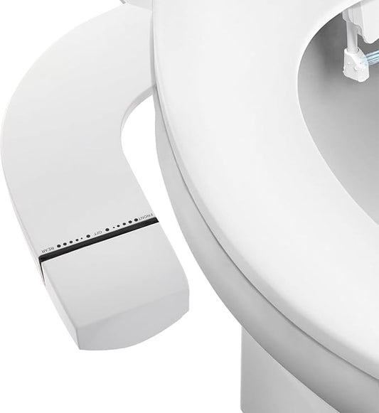 Ultra-Slim Bidet Attachment for Toilet, Dual Nozzle (Frontal & Rear Wash) with Self-cleaning, Non-Electric Bidet Toilet Seat Attachment with Adjustable Water Pressure, White