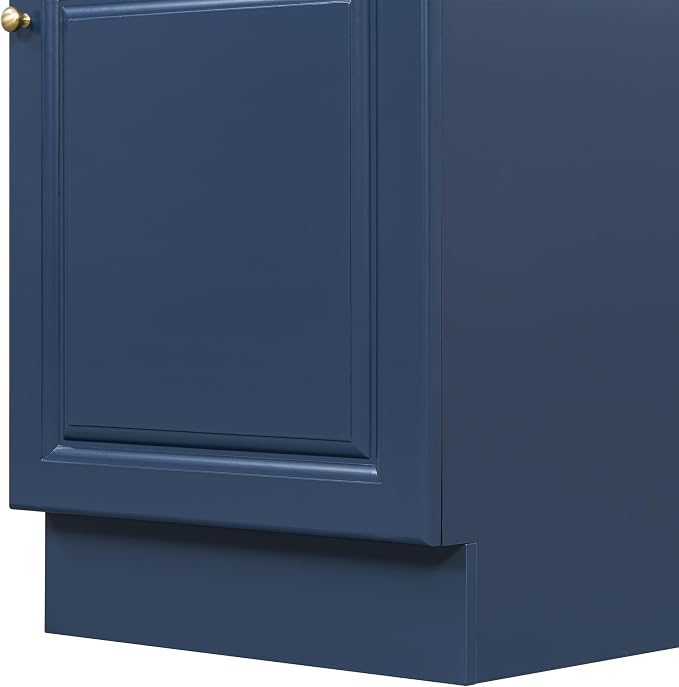 Christopher Knight Home Vanes Wood Frame 20" Bathroom Vanity with Ceramic Sink, Cabinet with Soft-Closing Door Shelf and Adjustable Shelf, Open Back, Metal Hardware, Storage/Organizer, Blue