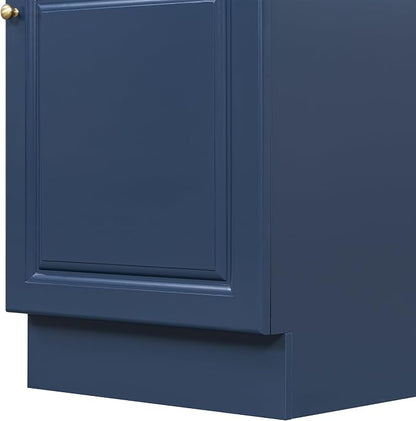 Christopher Knight Home Vanes Wood Frame 20" Bathroom Vanity with Ceramic Sink, Cabinet with Soft-Closing Door Shelf and Adjustable Shelf, Open Back, Metal Hardware, Storage/Organizer, Blue