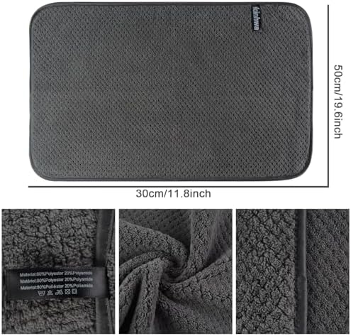 KinHwa Gray Hand Towels for Bathroom, Microfiber Face Towels, 11x20 Inch