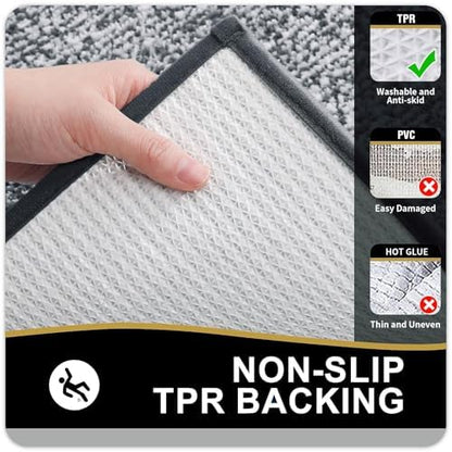 OLANLY Large Bathroom Rugs 40x32, Absorbent Microfiber Bath Rugs, Dark Grey