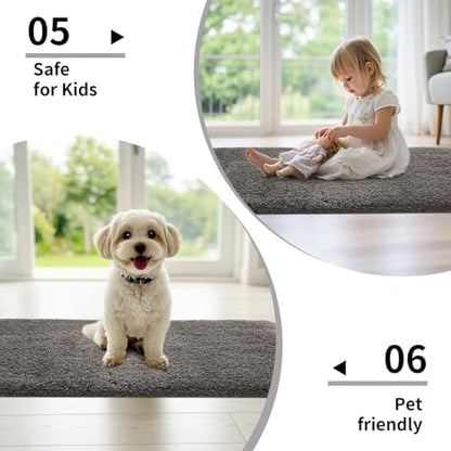 Disolla Bathrom Runner Rug 24x59 - Large Soft Plush Bath Mat, Thick Long Non-Slip Shaggy Floor Mat, Ultra-Absorbent for Master Bathroom Bedroom, Dark Grey