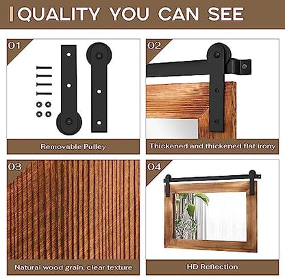 COGOOD Farmhouse Bathroom Mirrors for Over Sink - 22 x 30 Brown