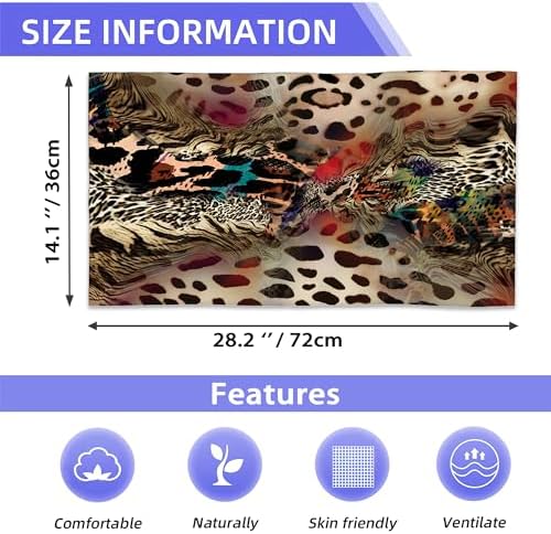 Leopard Print Hand Towels Set of 2,28 x 14 Inch African Animal Bathroom Towel Soft Absorbent Kitchen Hotel Spa Laundry Room Gym Face Towel Decor