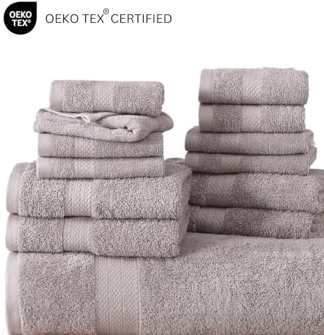 LANE LINEN Bath Towel Set 100% Cotton 18 Piece Soft Absorbent - Platinum
