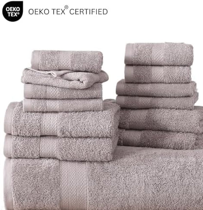 LANE LINEN Bath Towel Set 100% Cotton 18 Piece Soft Absorbent - Platinum