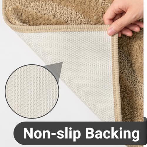 DEXDE Bathroom Rugs Non Slip Bath Mats Carpet for Shower Floor 20x32 Beige