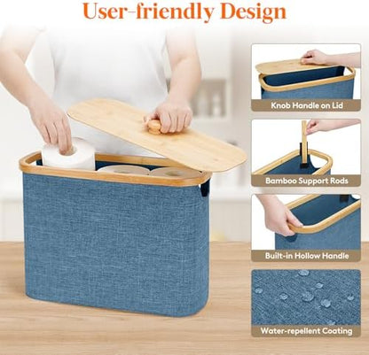 Lifewit Toilet Paper Storage Holder, Large Stand Basket, 23L, Dark Blue