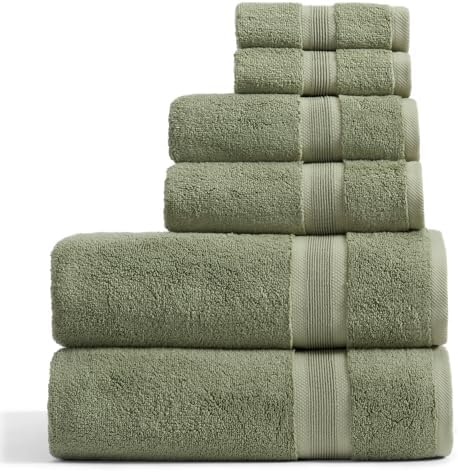 Springtree Home Luxury Bamboo Rayon Bath Towel Set | 6-Piece Set | Lily Pad