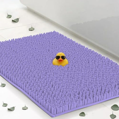ITSOFT Large Plush Bathroom Rug 47"x21", Absorbent Machine Washable Non Slip Chenille Bath Mats, Quick Dry Bathmat, Bath Rugs for Bath, Shower, Bedroom, or Door Mat, Lavender