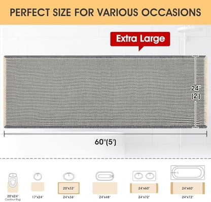IM HOME Waffle Bath Mat Grey & Beige 5'x2', Boho Woven Modern Bath Mat Rugs, Absorbent Non Slip Bathroom Rugs, Soft Washable Bath Rugs with Tassels for Bathroom, Bedroom, Kitchen, Shower, Tub