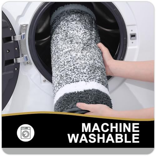 OLANLY Large Bathroom Rugs 47x32, Absorbent Microfiber Bath Rugs, Dark Grey