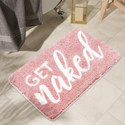 Get Naked Bathroom Rugs - Funny Bath Mats for Bathroom Non Slip Cute Carpet Floor Decor Water Absorbent Bath Rugs for Sink Bathtub and Shower Pink 24" x 36"