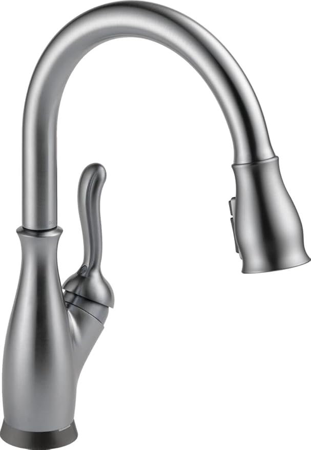 Delta Leland Brushed Nickel Touch Kitchen Faucet with Pull Down Sprayer, Traditional Single Hole Touch On Kitchen Sink Faucet, Single Handle, Arctic Stainless 9178T-AR-DST