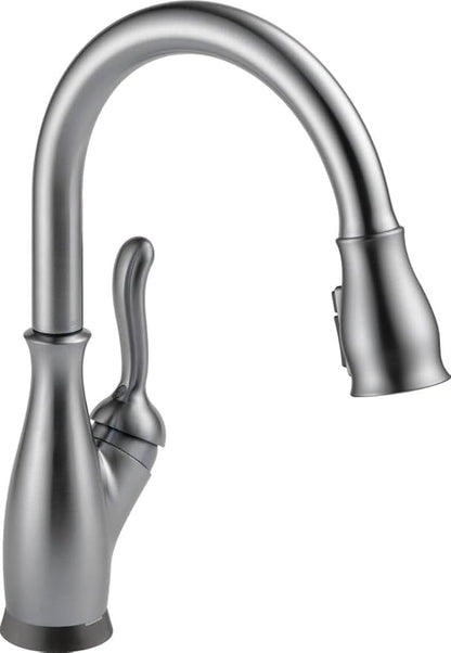 Delta Leland Brushed Nickel Touch Kitchen Faucet with Pull Down Sprayer, Traditional Single Hole Touch On Kitchen Sink Faucet, Single Handle, Arctic Stainless 9178T-AR-DST